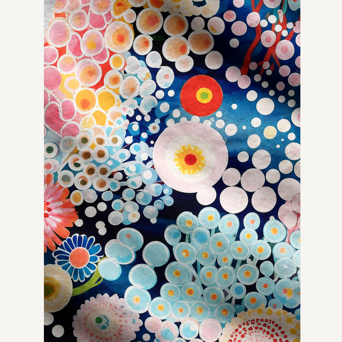 Whimsical Dot Garden Floral Fuzzy Crewneck Sweater
