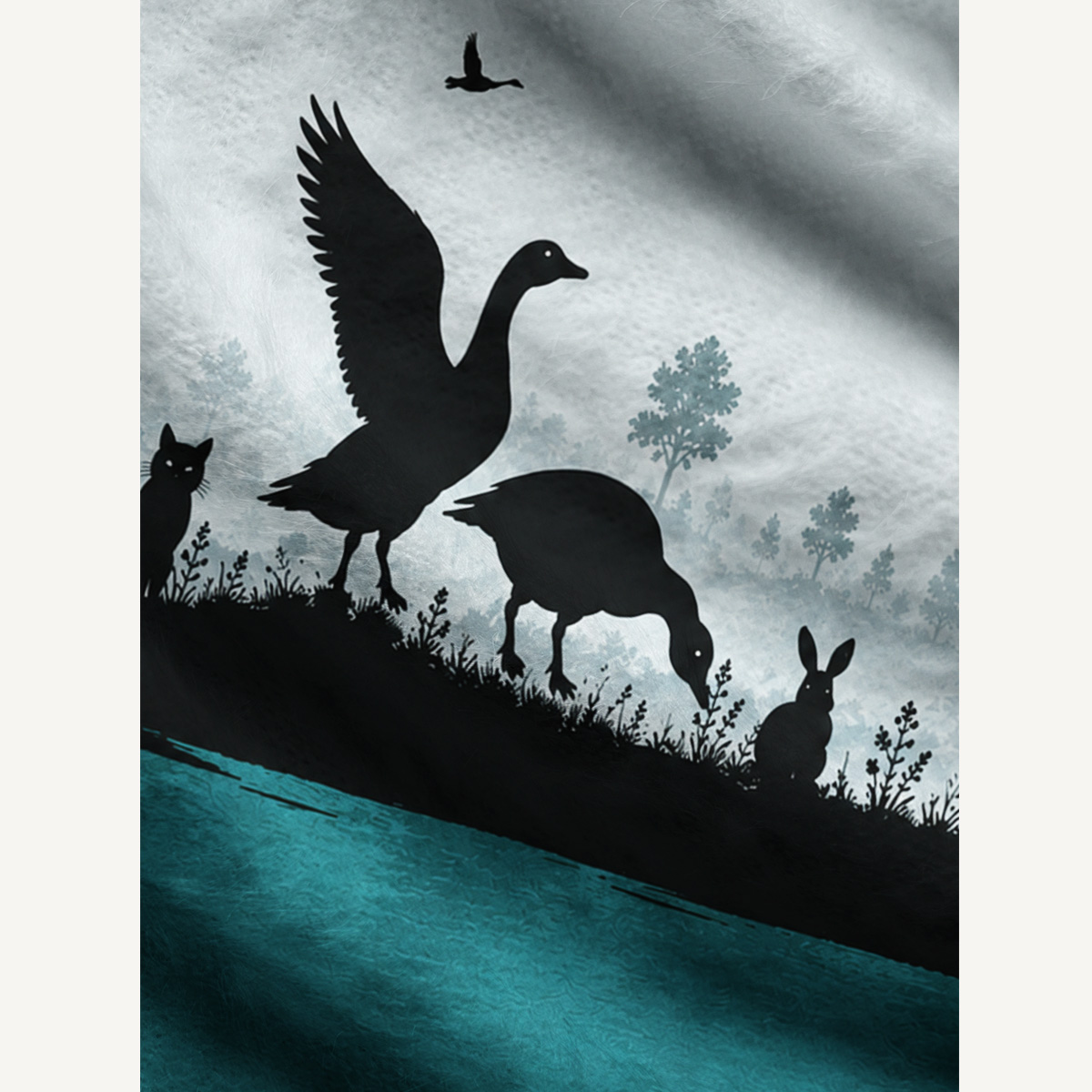 Twilight Pond Pastoral Fuzzy Crewneck Sweater