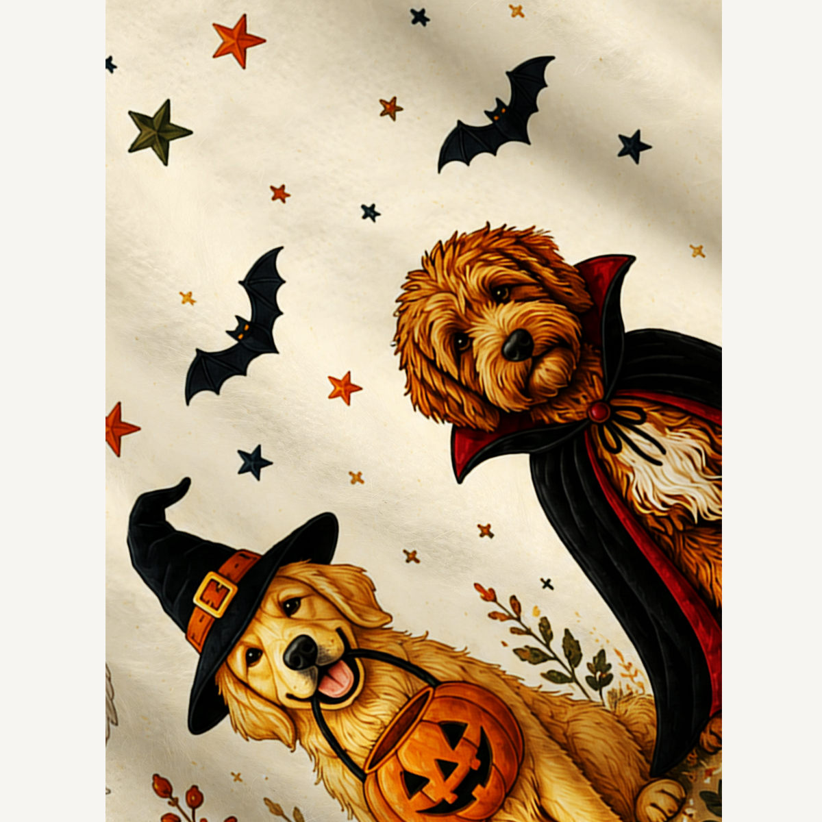 Halloween Costume Pups Print Ugly Cardigan Sweaters