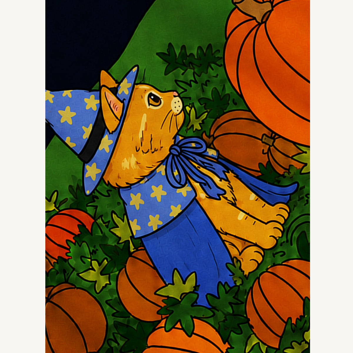 Moonlit Pumpkin Pals Print Ugly Cardigan Sweaters