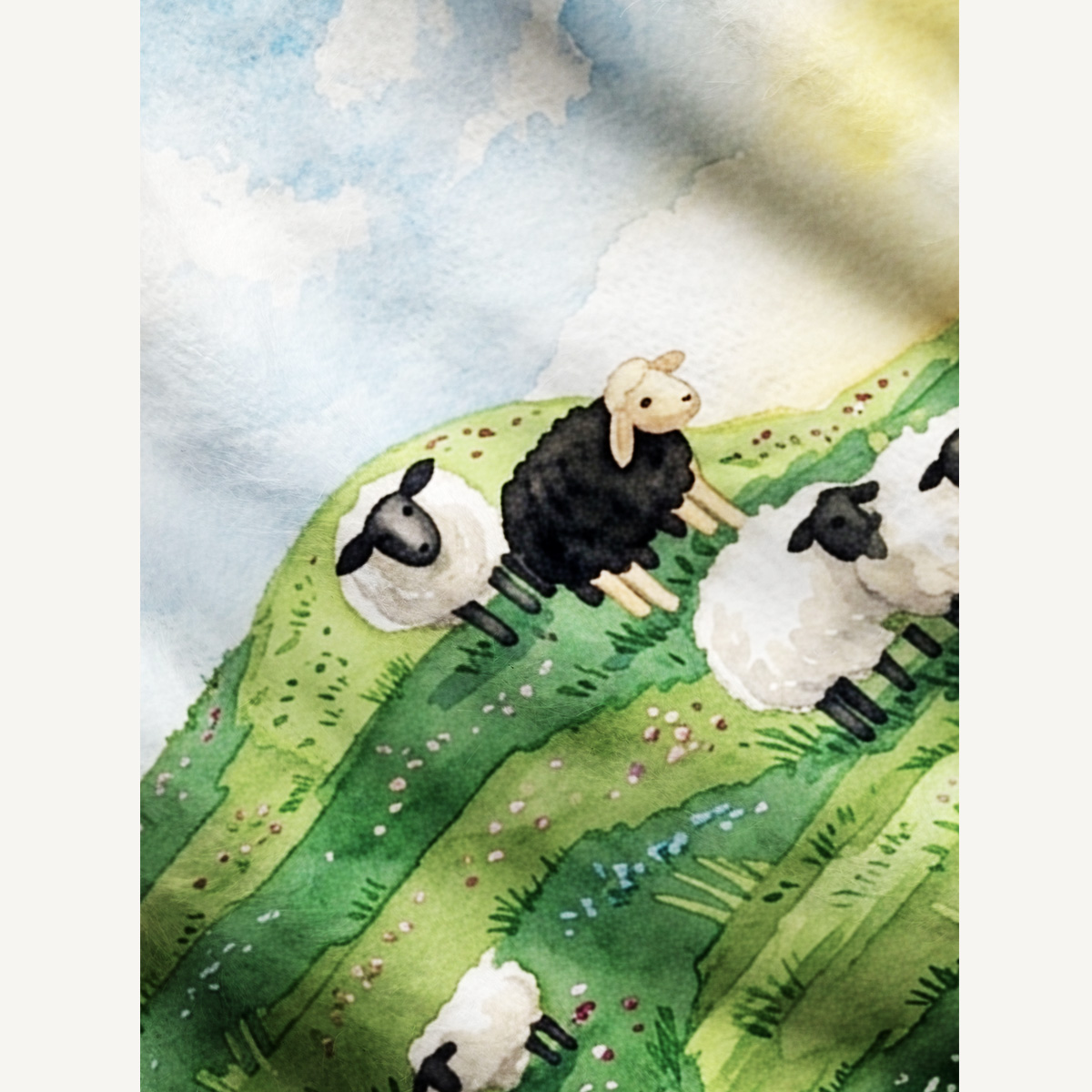 Spring Meadow Sheep and Blossoms Landscape Print Ugly Cardigan Sweaters