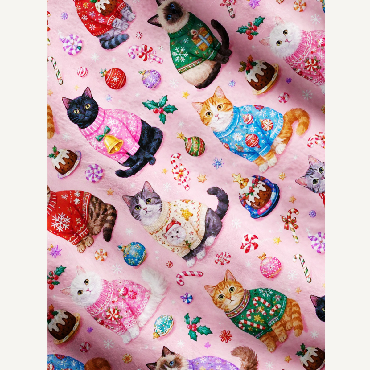 Christmas Sweater Cats Holiday Print Ugly Cardigan Sweaters