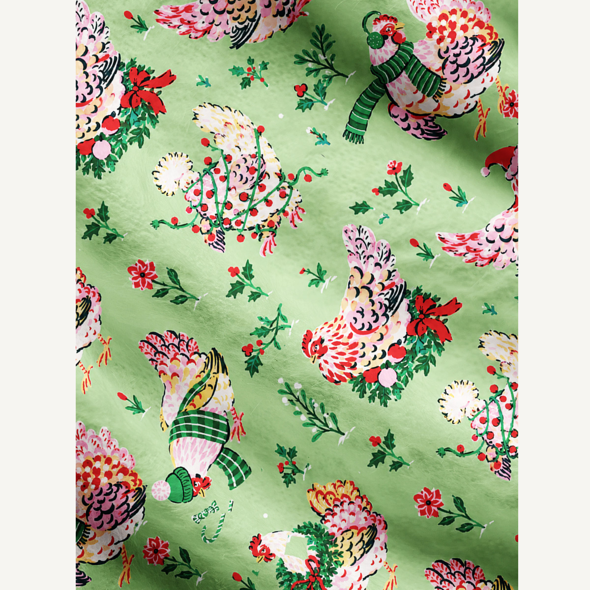 Christmas Chickens Holiday Garden Print Ugly Cardigan Sweaters