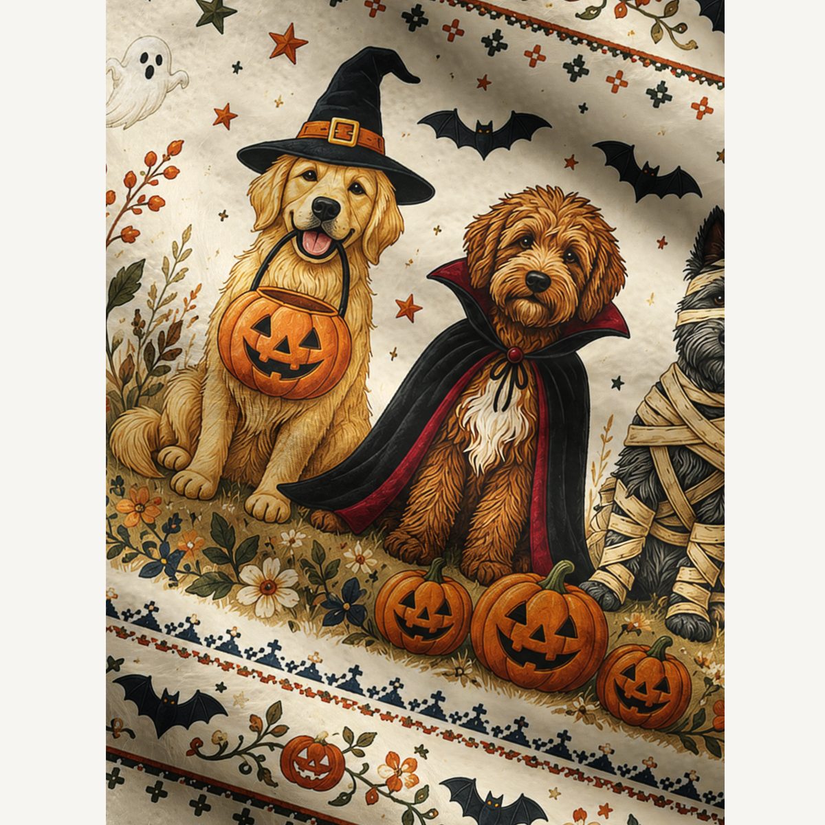 Halloween Costume Pups Fuzzy Crewneck Sweater