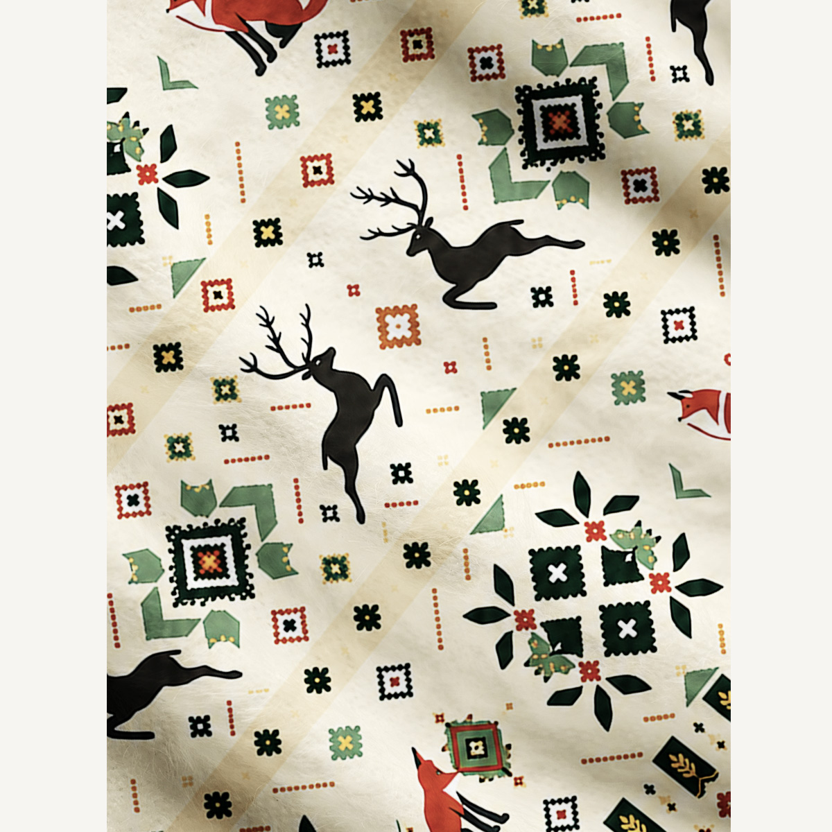 Nordic Fox Forest Fair Isle Print Ugly Cardigan Sweaters