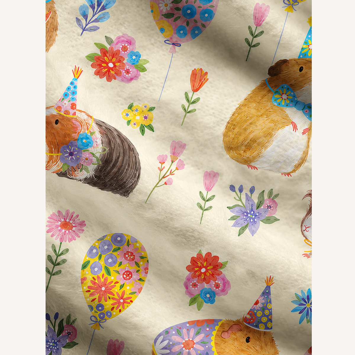 Guinea Pig Garden Party Fuzzy Crewneck Sweater