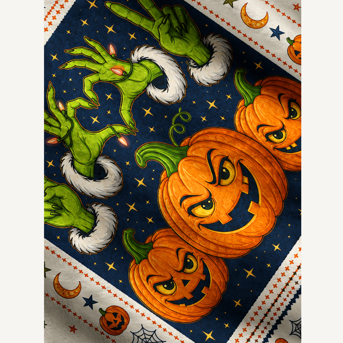 Playful Pumpkin Magic Hands Fuzzy Crewneck Sweater