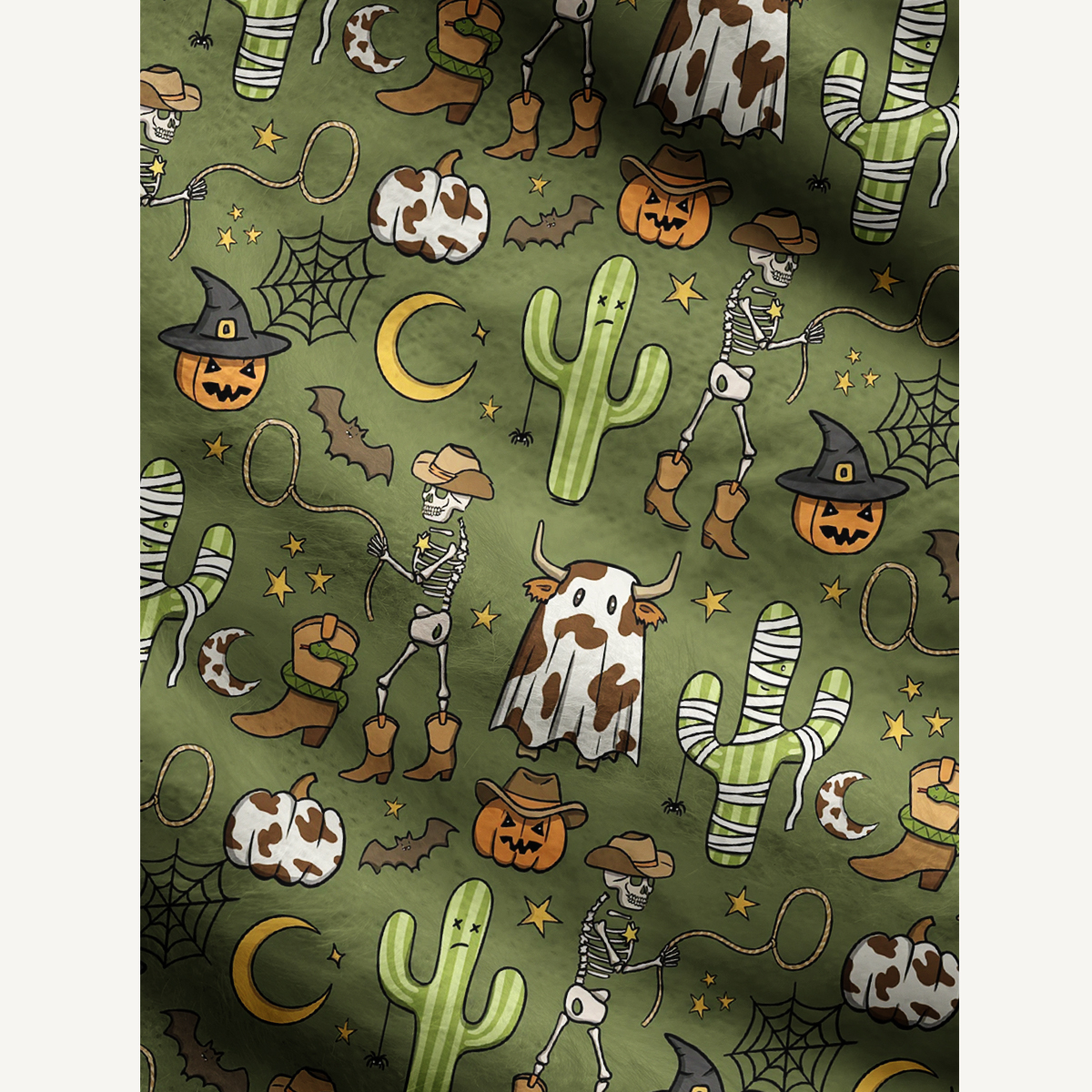 Western Halloween Skeleton & Cactus Ugly Cardigan Sweaters
