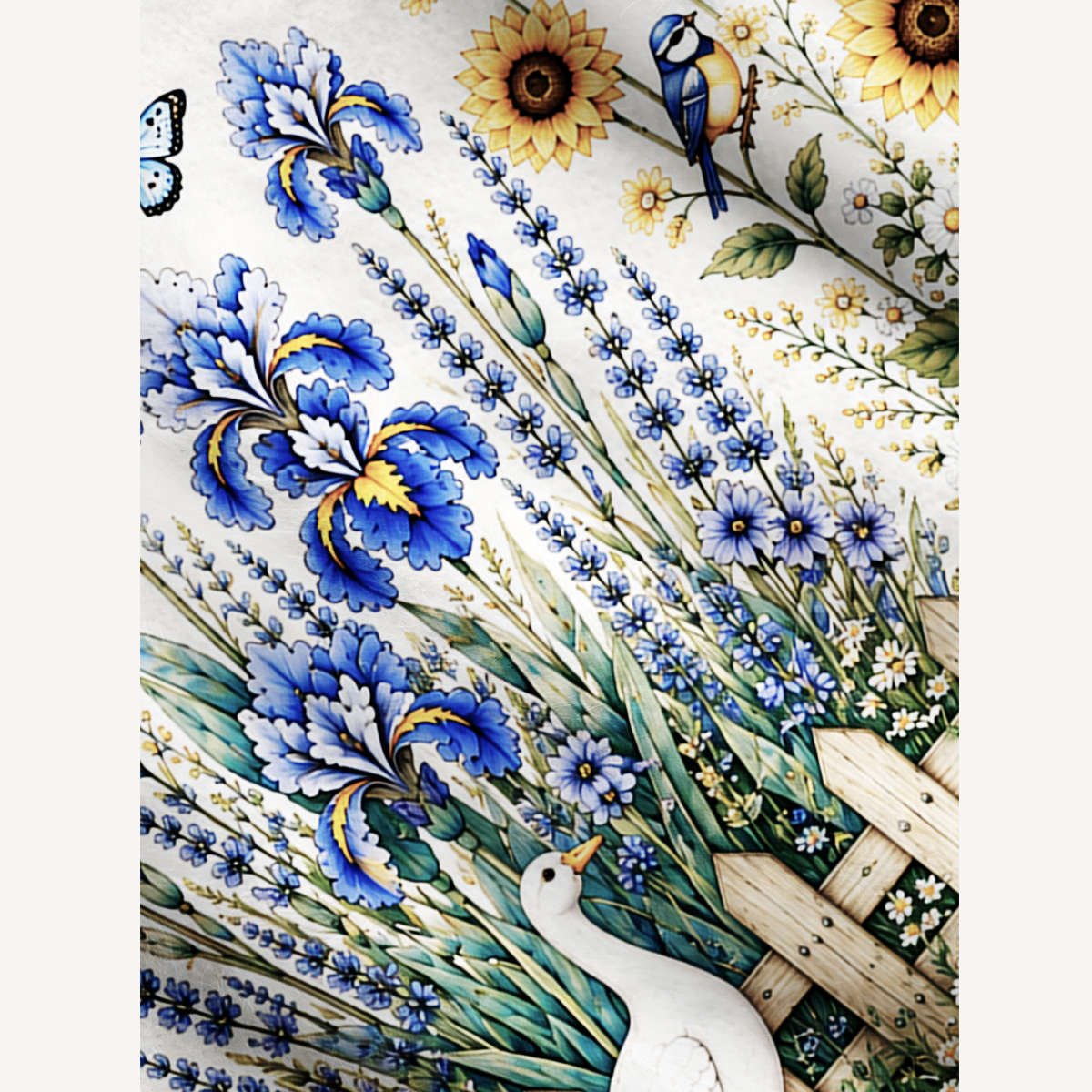 Blue Meadow Sunflower & Iris Print Ugly Cardigan Sweaters