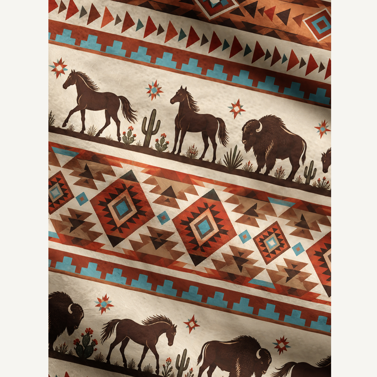 Western Cowboy Horse & Bison Ugly Cardigan Sweaters