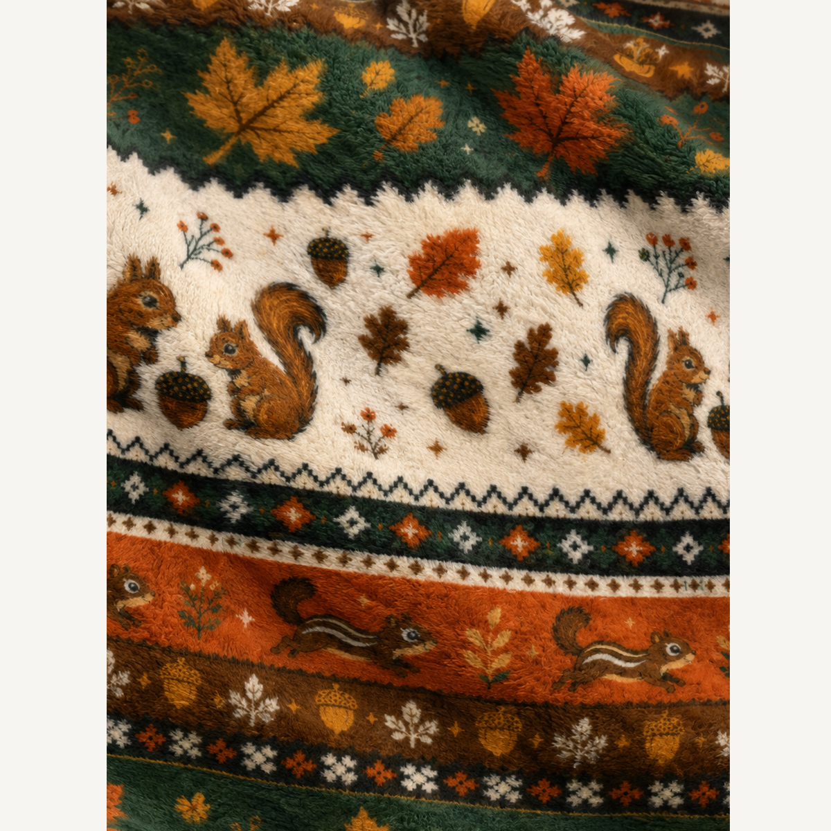 Autumn Acorn Gathering Print Ugly Cardigan Sweaters
