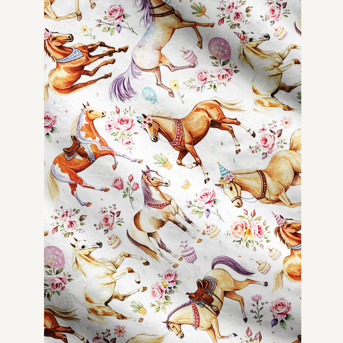 Birthday Party Horses Print Ugly Cardigan Sweaters