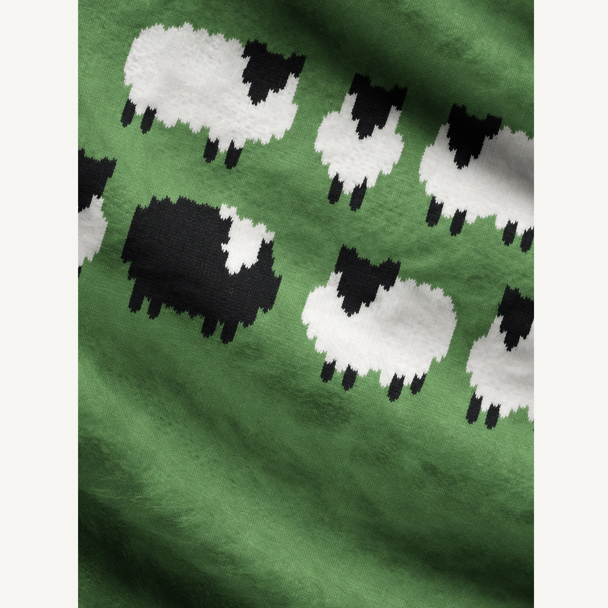 Cozy Countryside Black & White Sheep Fuzzy Crewneck Sweater