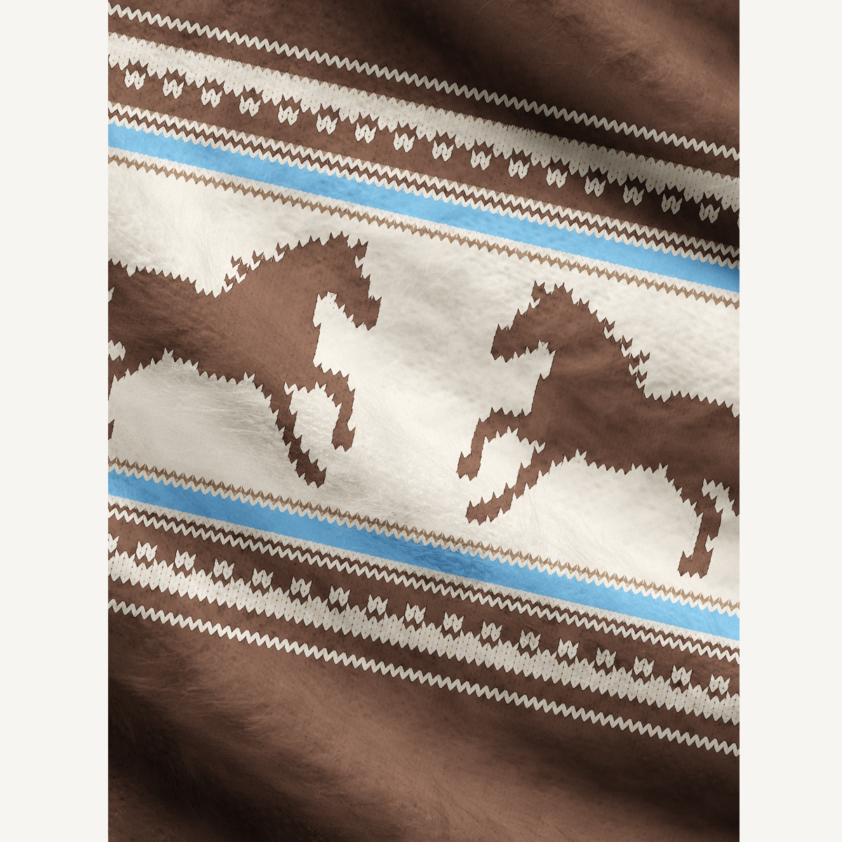 Rustic Western Horse Fair Isle Ugly Cardigan Sweaters