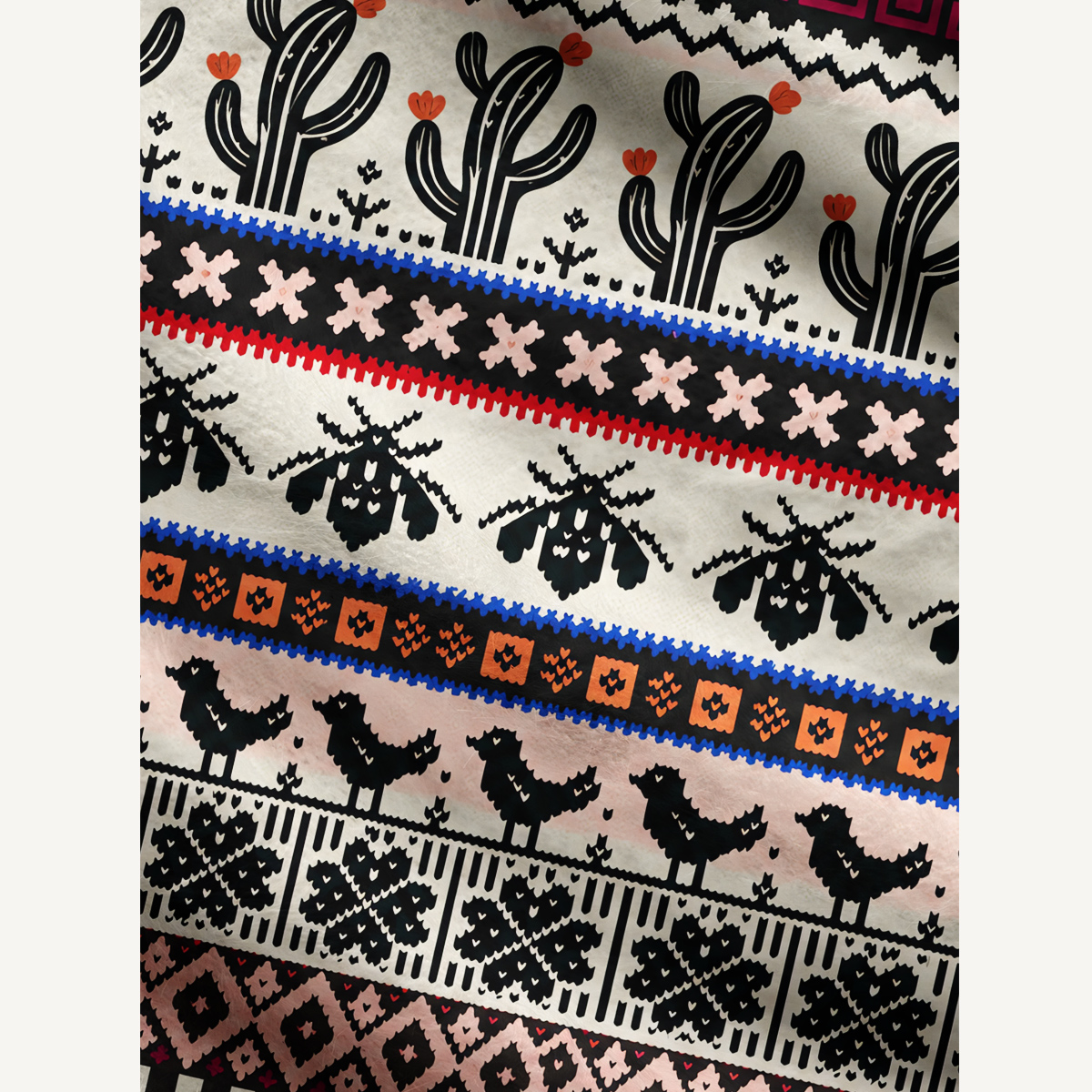 Southwestern Folk Cactus & Moth Ugly Cardigan Sweaters