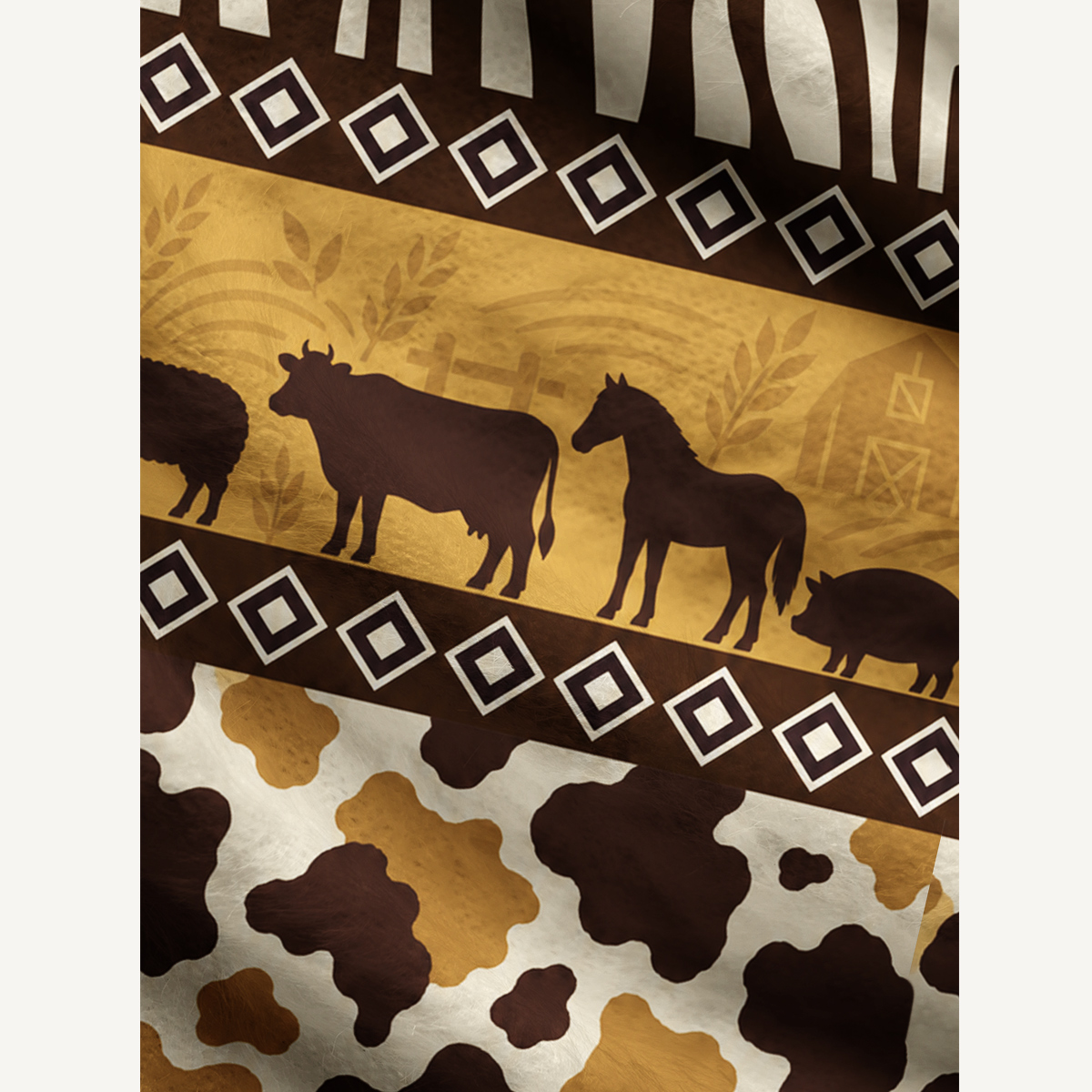 Rustic Farmhouse Cow Print & Barnyard Ugly Cardigan Sweaters