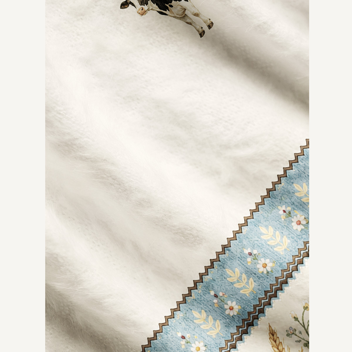 Cream Countryside Cow Border Print Halloween Ugly Cardigan Sweaters