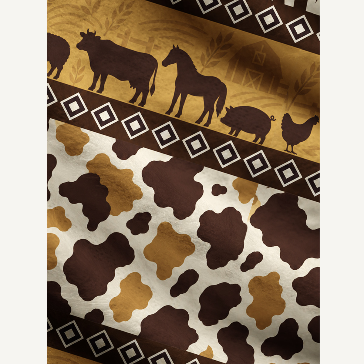 Rustic Farmhouse Cow Print & Barnyard Fuzzy Crewneck Sweater