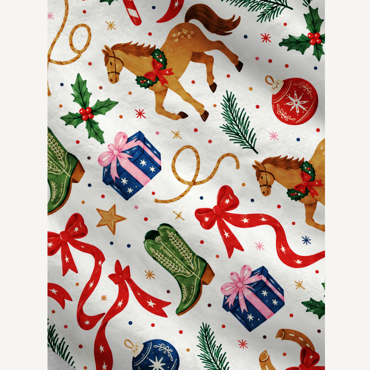 Western Christmas Rodeo Print Ugly Cardigan Sweaters