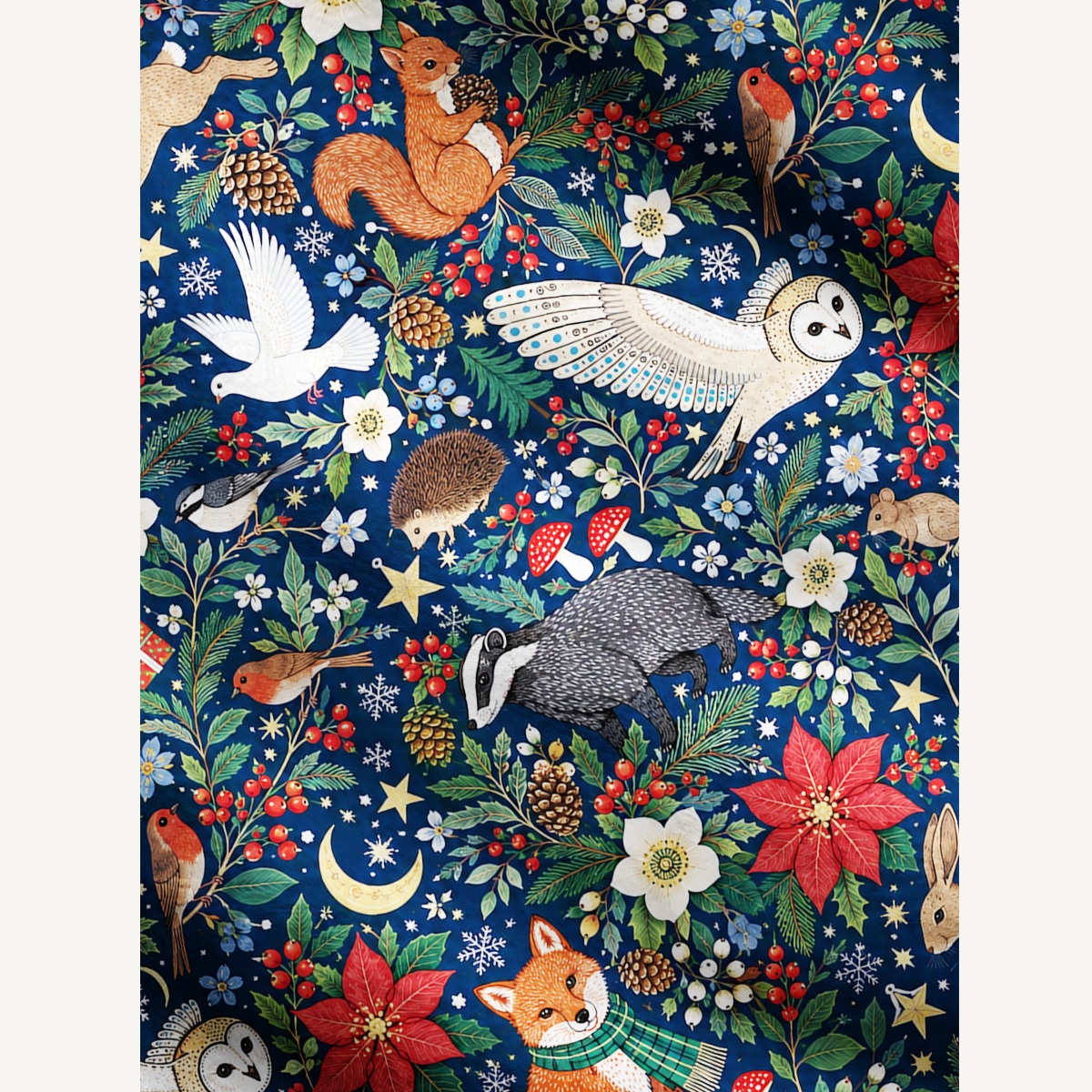 Enchanted Christmas Forest Friends Print Cardigan Sweaters