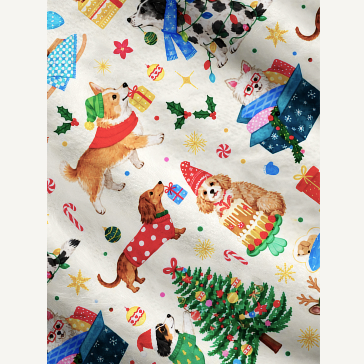 Christmas Dogs & Gifts Print Cardigan Sweaters