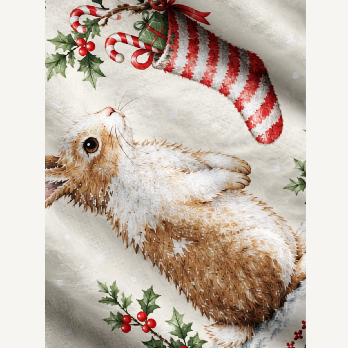 Cozy Christmas Bunny Fuzzy Crewneck Sweater