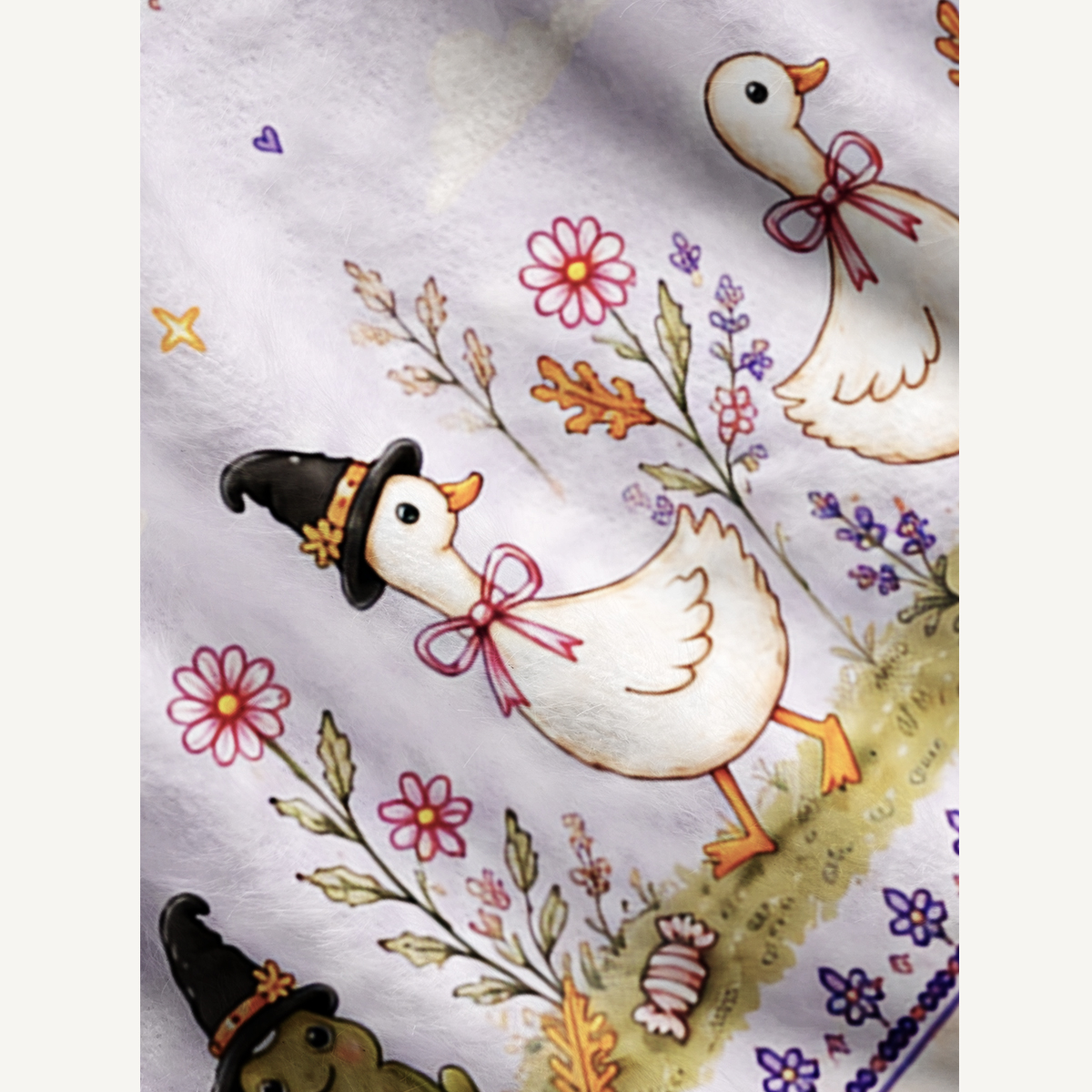 Witchy Goose Garden Print Halloween Ugly Cardigan Sweaters