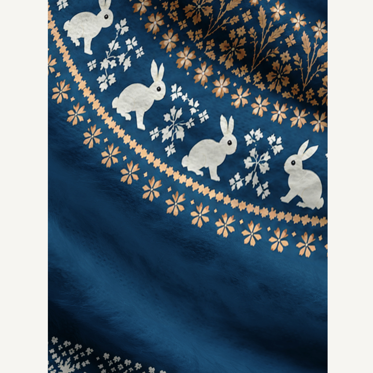 Moonlit Rabbit Woodland Fuzzy Crewneck Sweater