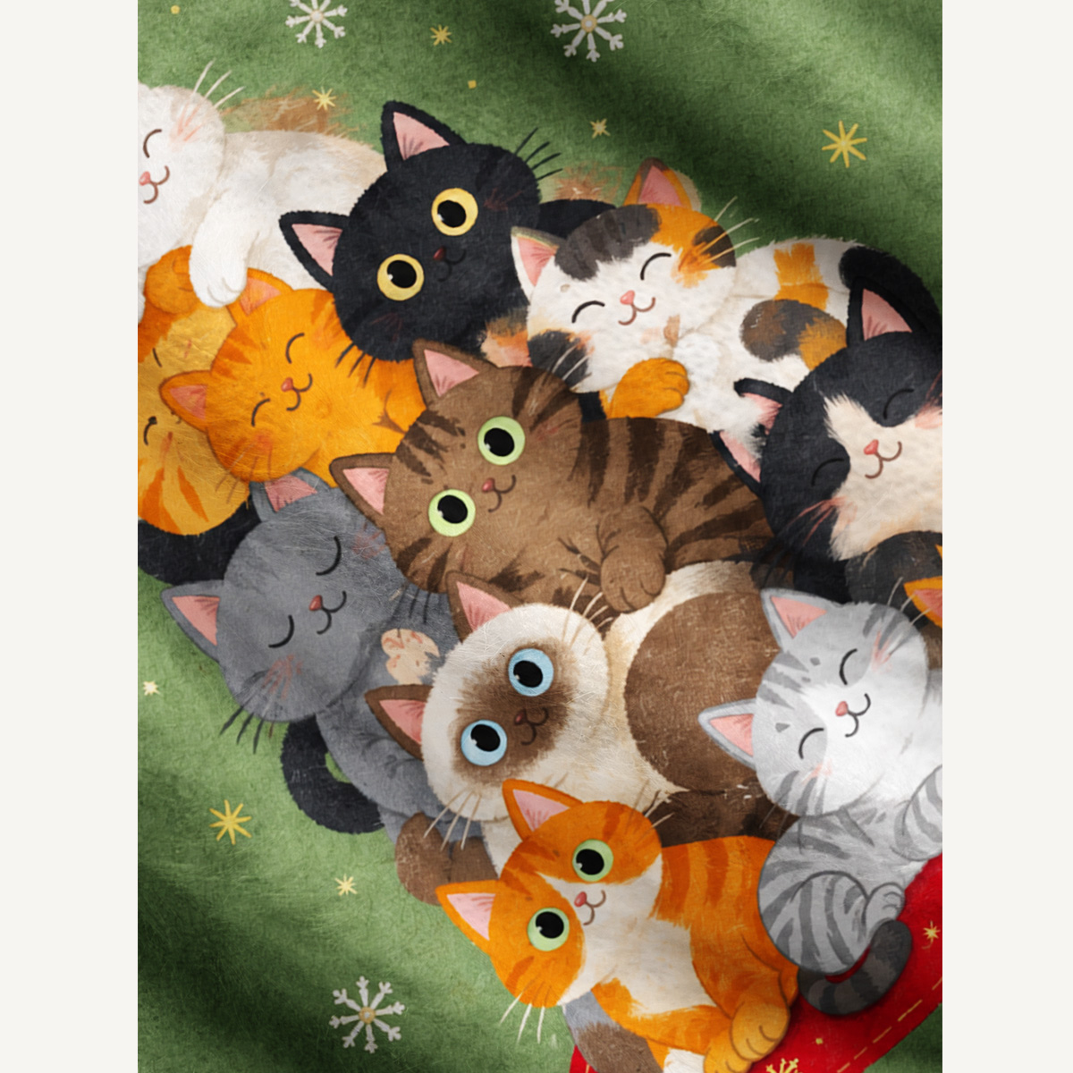 Jolly Cat Christmas Tree Fuzzy Crewneck Sweater