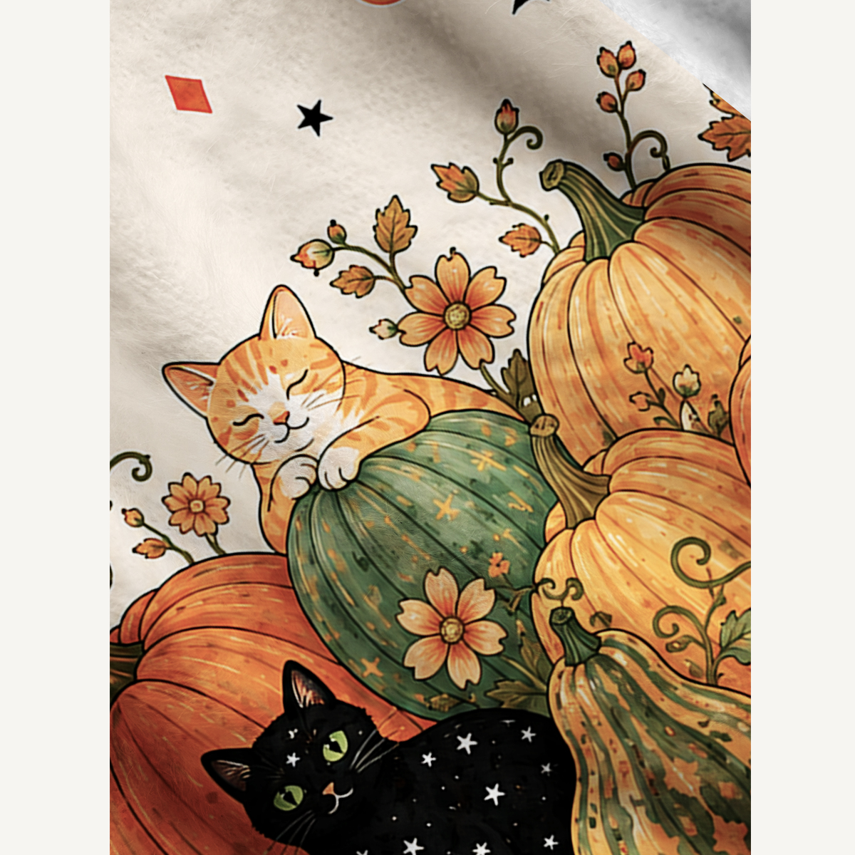 Pumpkin Patch Cats Print Ugly Cardigan Sweaters