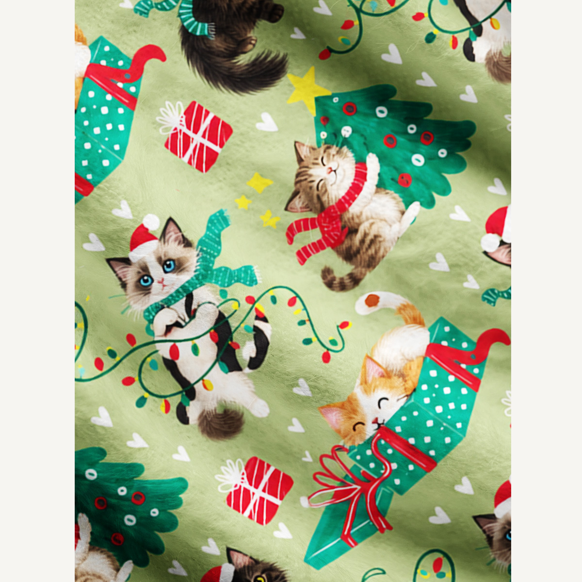 Playful Christmas Cats Print Cardigan Sweaters