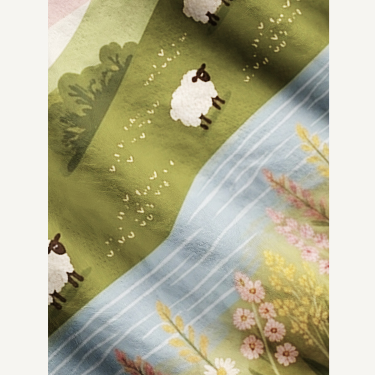Sunrise Meadow Sheep Print Ugly Cardigan Sweaters
