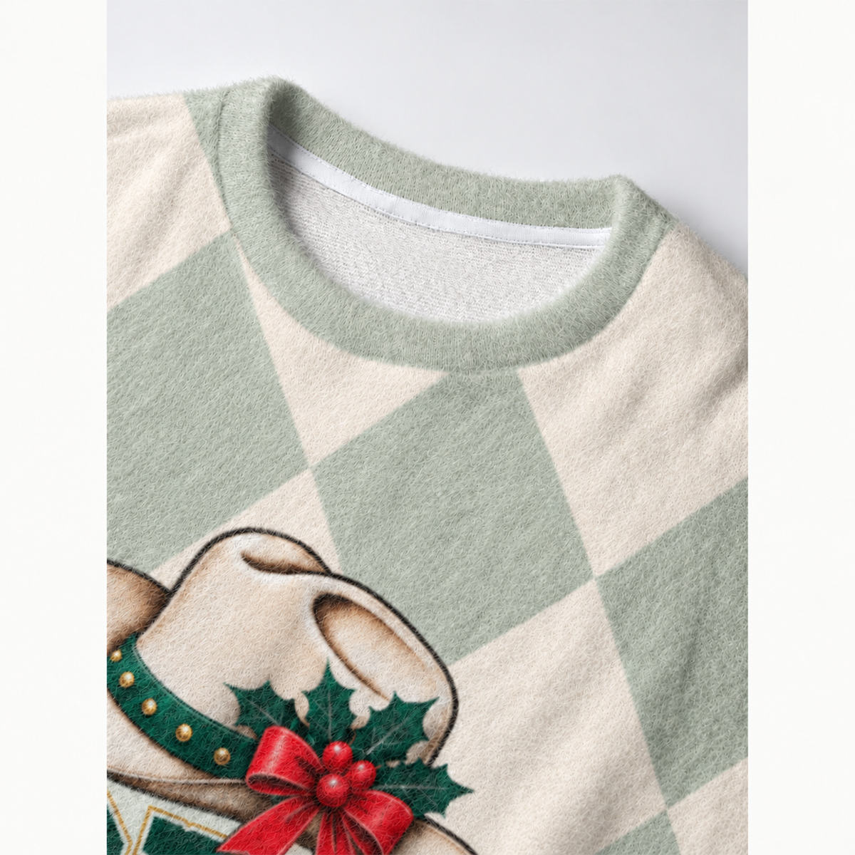 Holly Dolly Christmas Fuzzy Crewneck Sweater