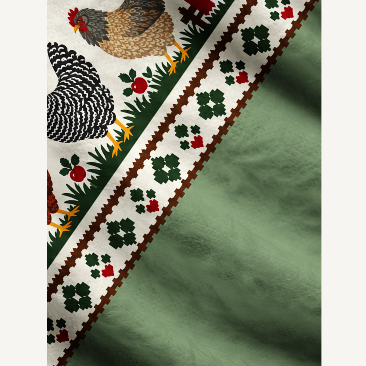 Countryside Chicken Farm Fuzzy Crewneck Sweater