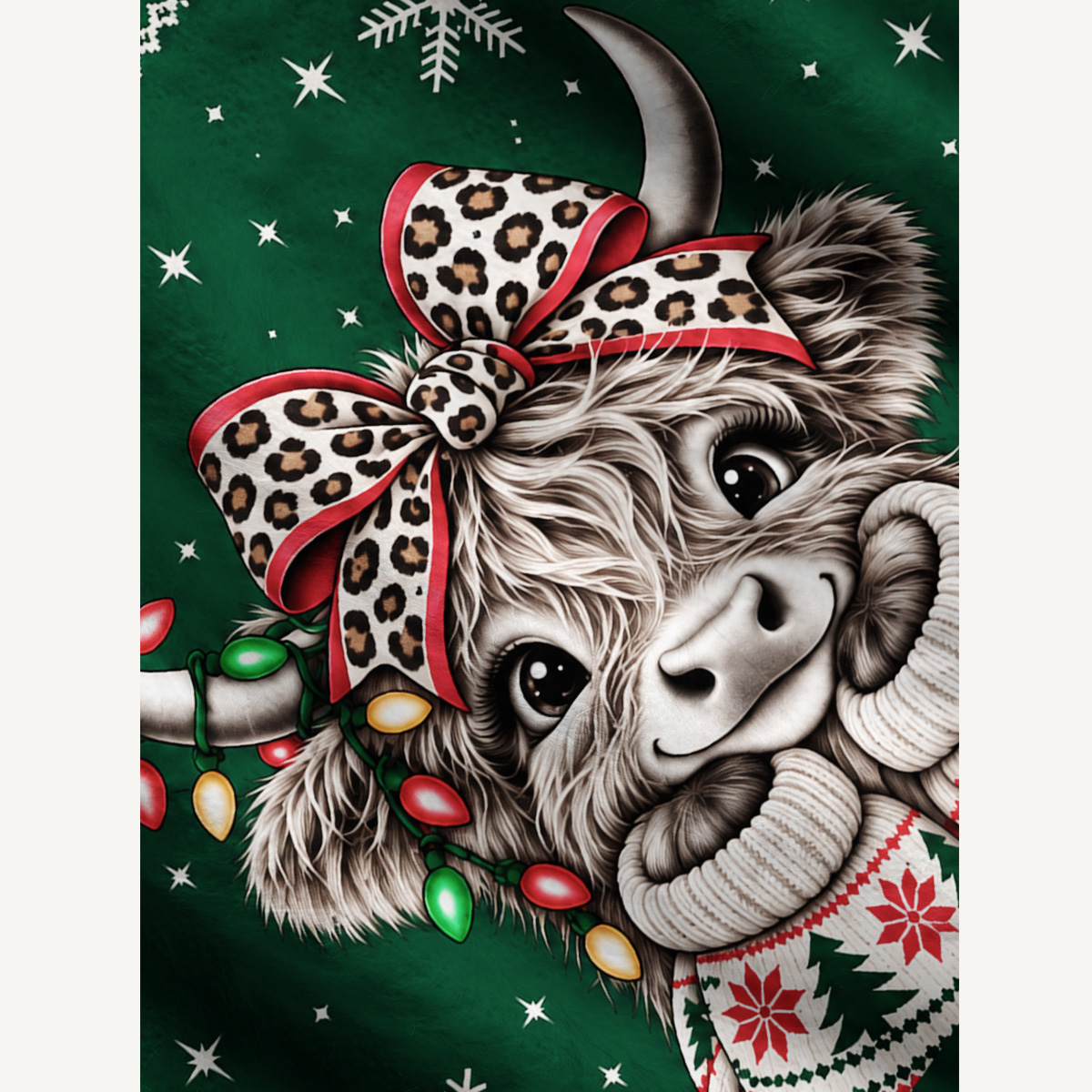 Jolly Christmas Cow Fuzzy Crewneck Sweater