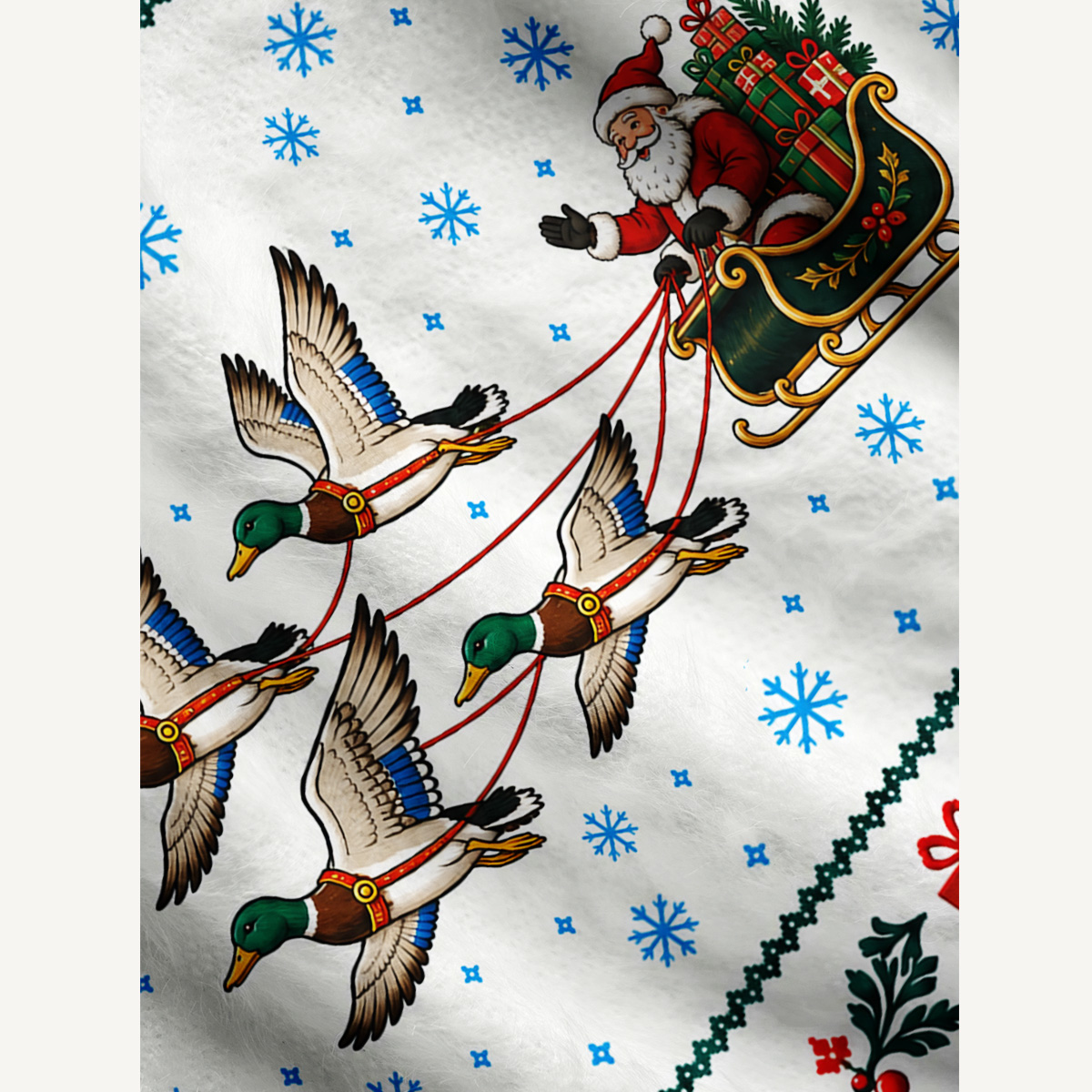 Merry Mallard Christmas Fuzzy Crewneck Sweater