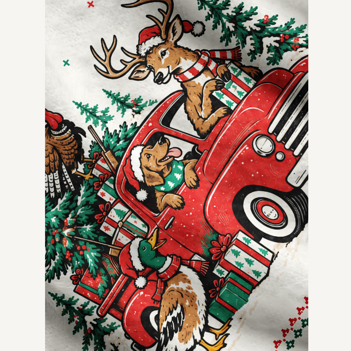 Country Christmas Farm Friends Fuzzy Crewneck Sweater