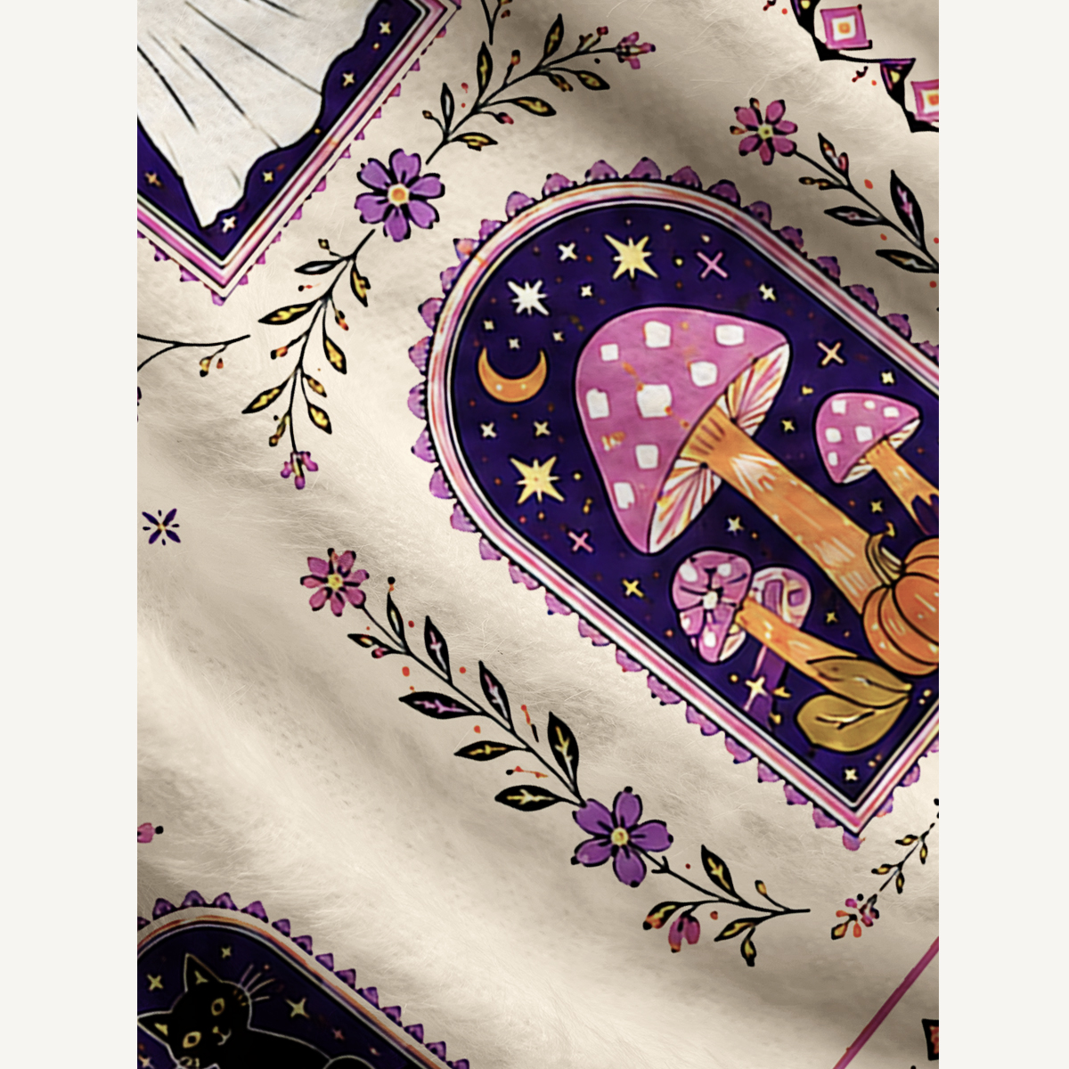 Moonlit Ghost Garden Print Ugly Cardigan Sweaters