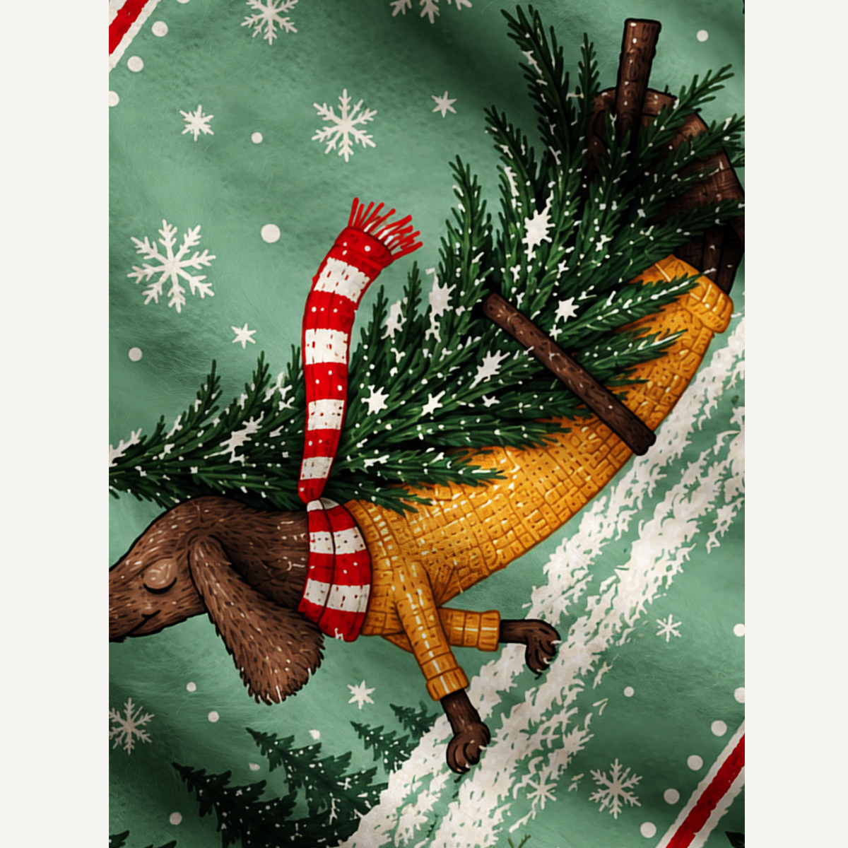 Christmas Tree Trail Dog Fuzzy Crewneck Sweater