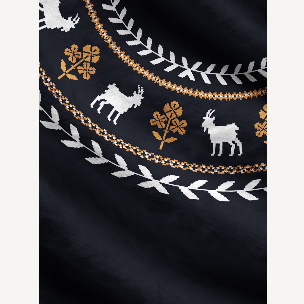 Nordic Woodland Goat & Leaf Fuzzy Crewneck Sweater