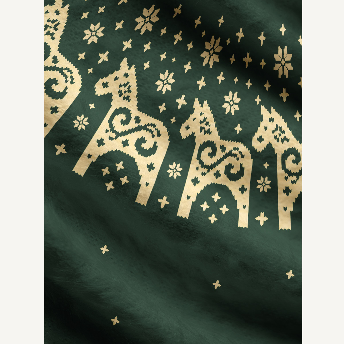 Nordic Folk Horse & Snowflake Fuzzy Crewneck Sweater
