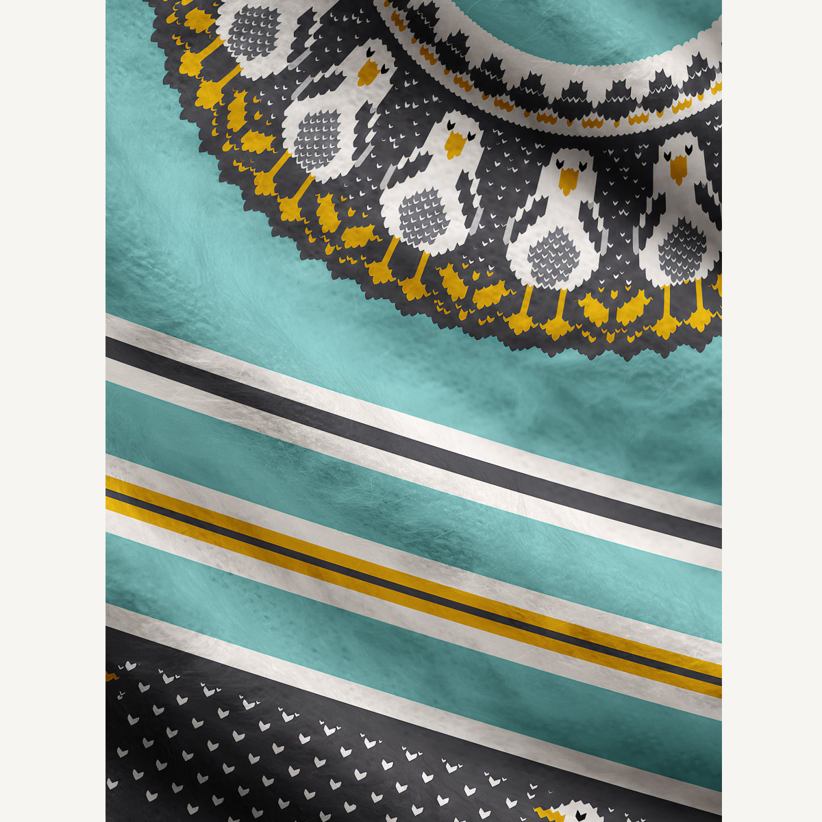 Coastal Seagull & Crab Fuzzy Crewneck Sweater