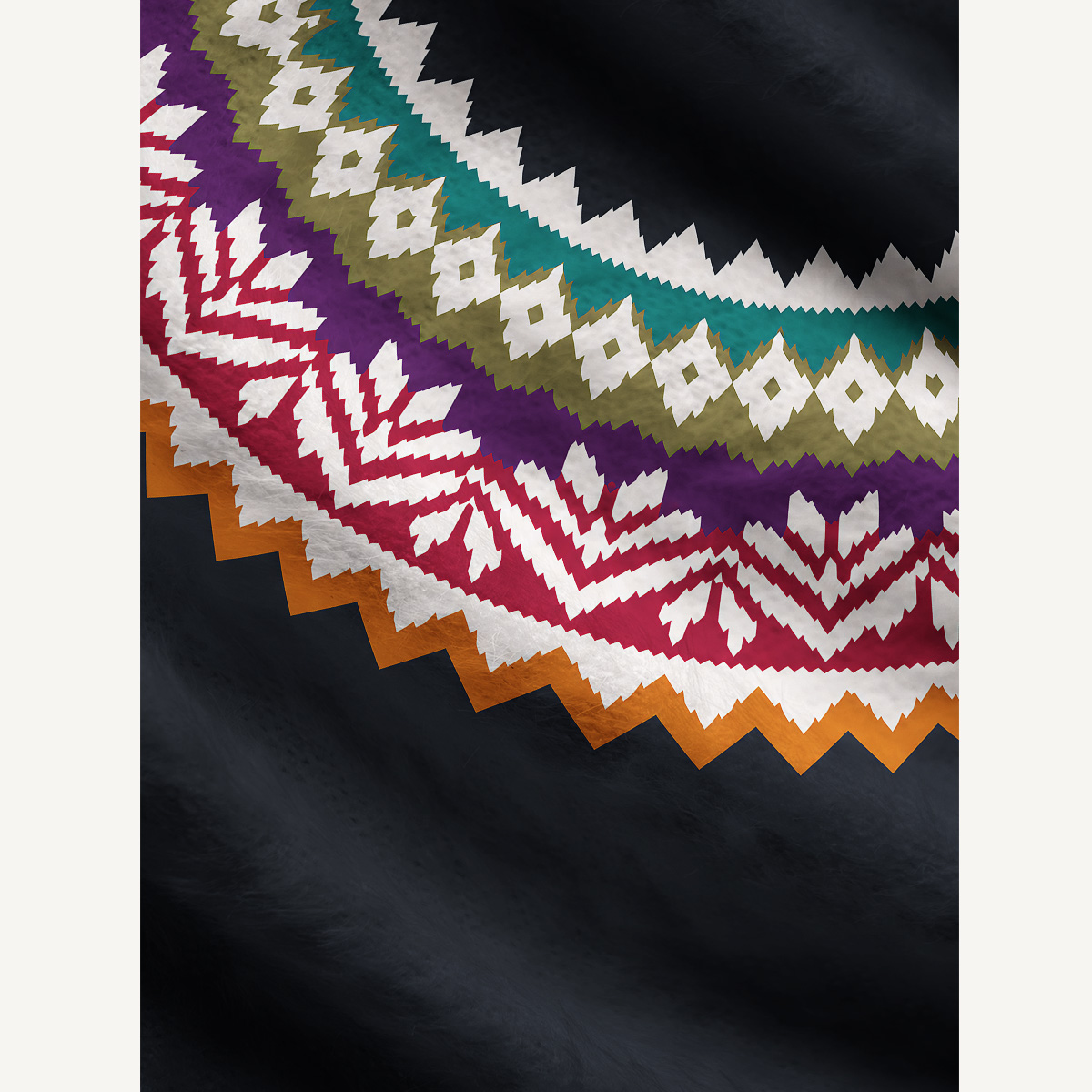 Colorful Nordic-Inspired Yoke Cozy Fuzzy Crewneck Sweater