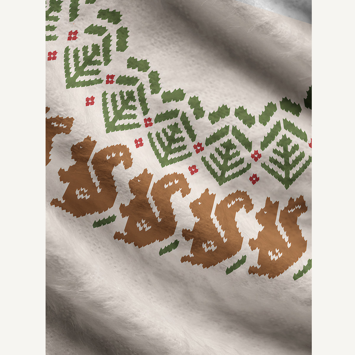 Rustic Squirrel & Forest Fuzzy Crewneck Sweater