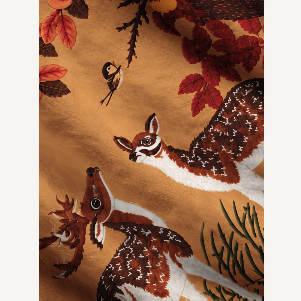 Autumn Woodland Deer Fuzzy Crewneck Sweater