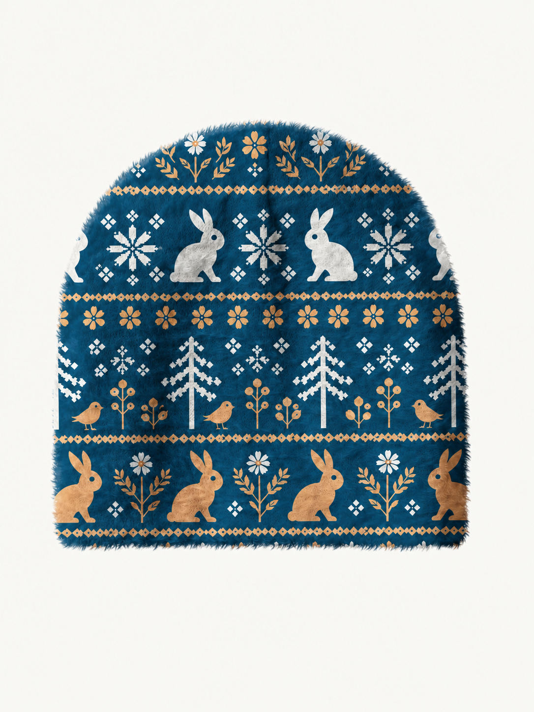Moonlit Rabbit Woodland Cozy Fuzzy Beanie