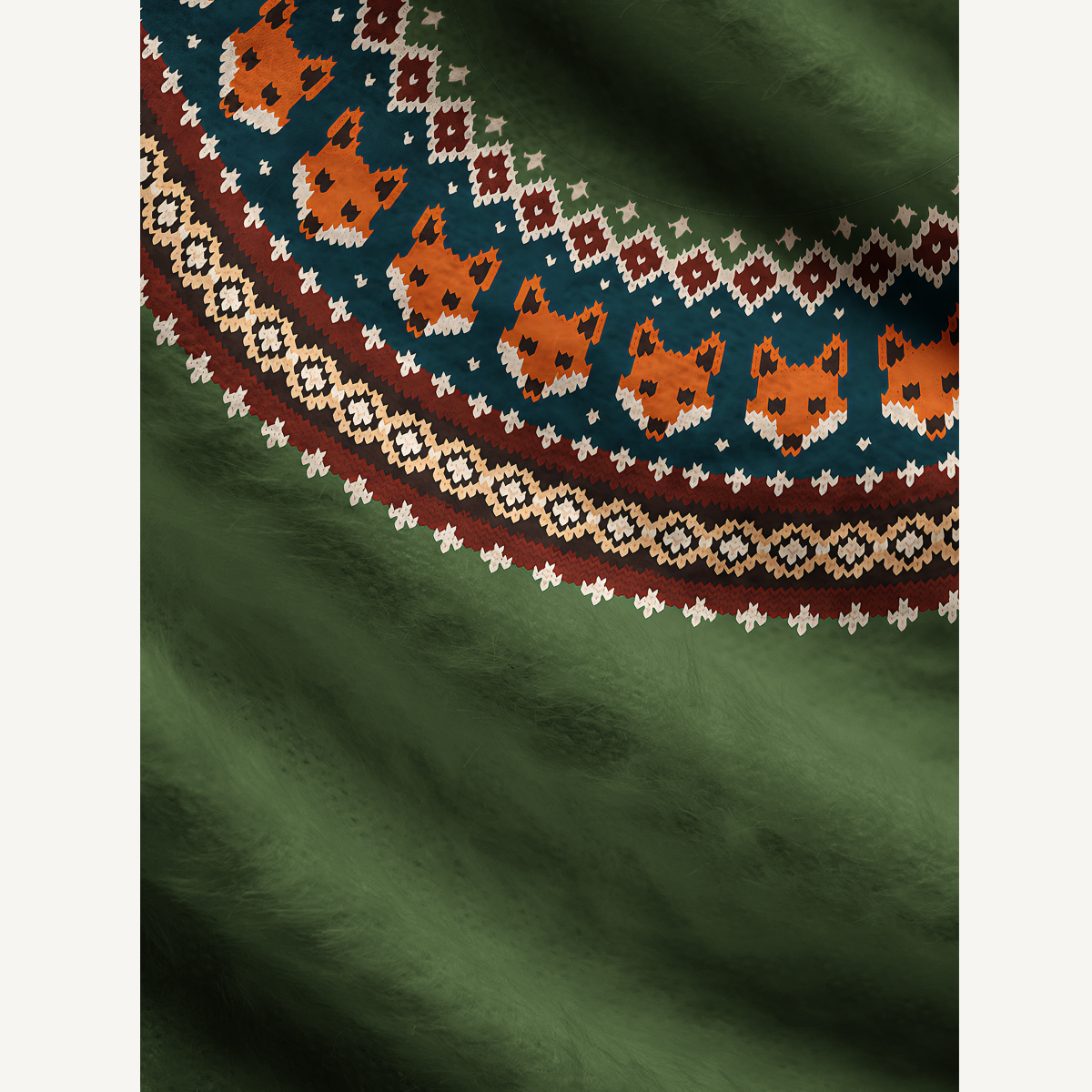 Woodland Fox Garden Fuzzy Crewneck Sweater