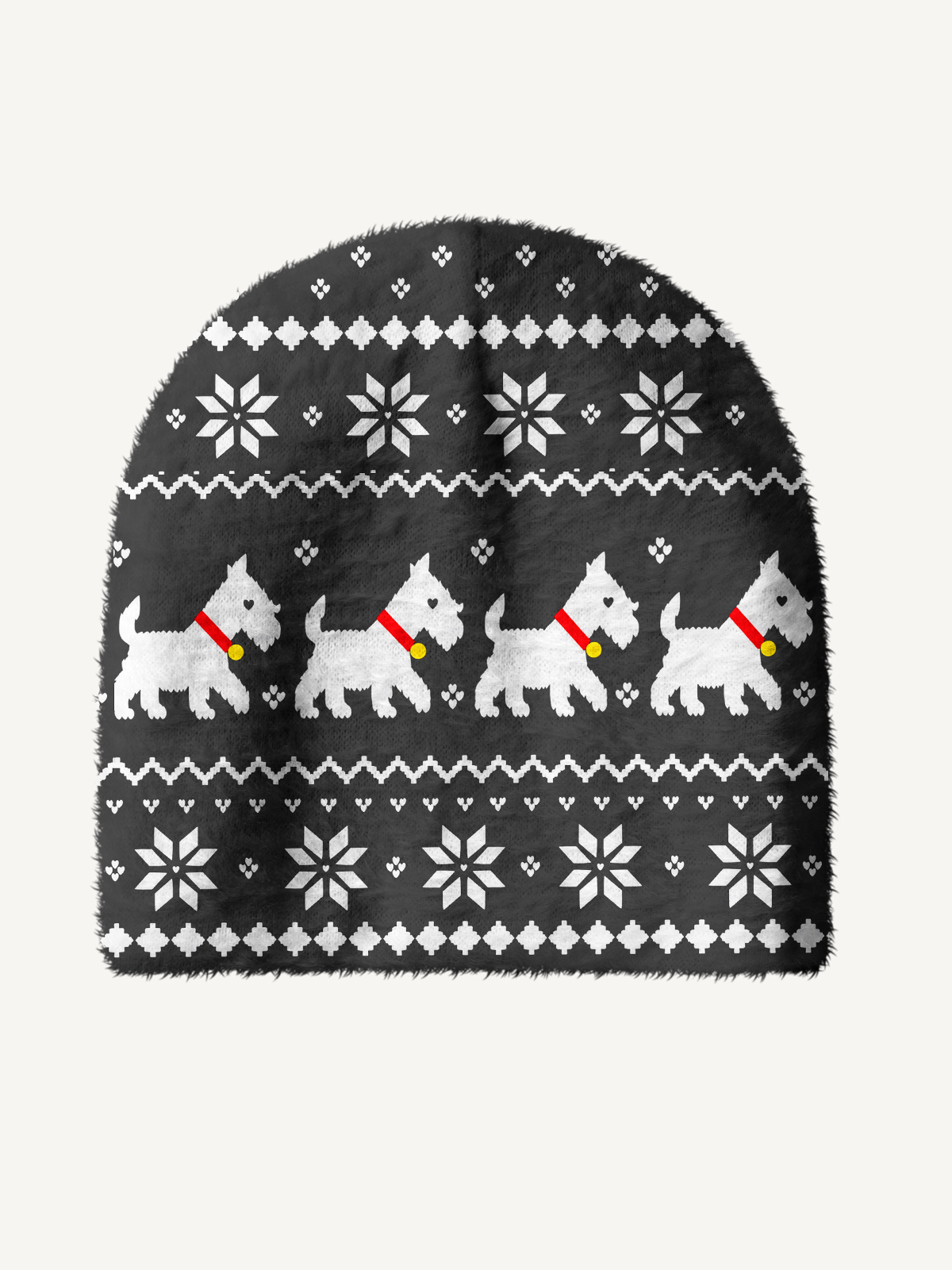 Winter Fair Isle Terrier Cozy Fuzzy Beanie