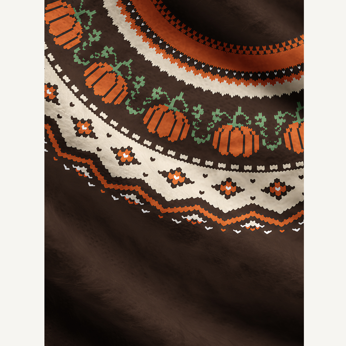 Autumn Pumpkin Woodland Fuzzy Crewneck Sweater