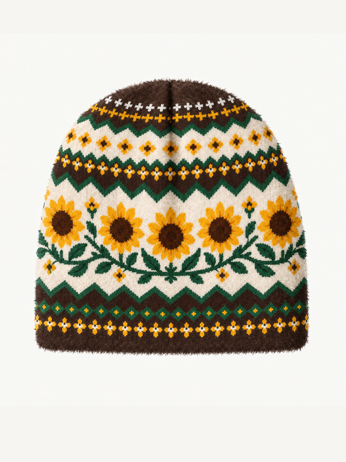 Rustic Sunflower Floral Cozy Fuzzy Beanie